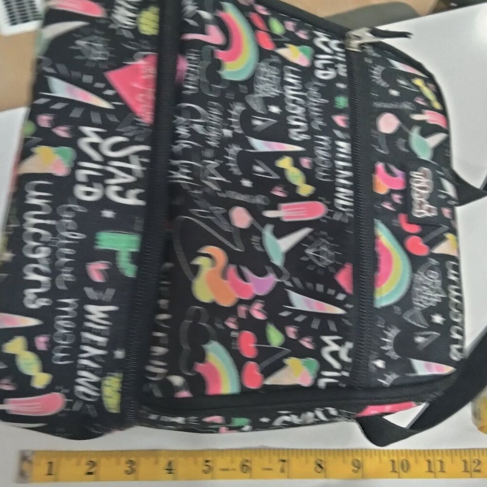 Flamingo Lunch Bag Insulated Unicorn Rainbow Adjustable Strap Black Pink - Picture 6 of 6